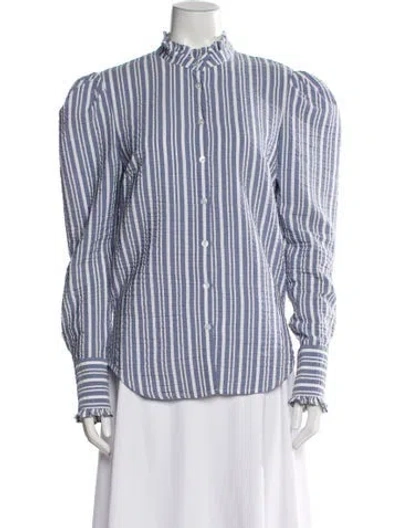 Pre-owned Veronica Beard Striped Long Sleeve Blouse In Multi