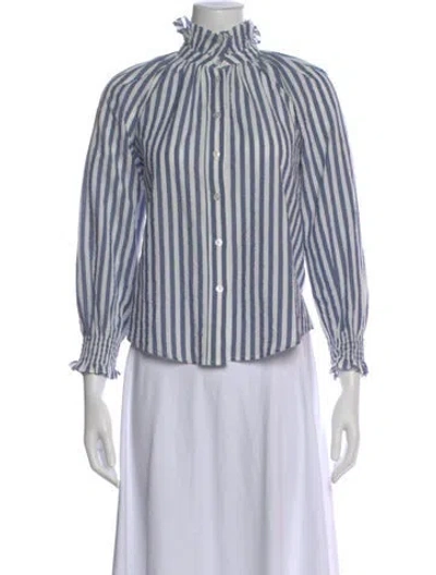 Pre-owned Veronica Beard Striped Long Sleeve Blouse In Multi