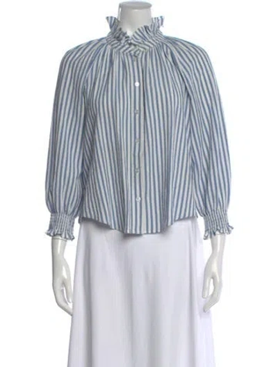 Pre-owned Veronica Beard Striped Long Sleeve Blouse In Multi