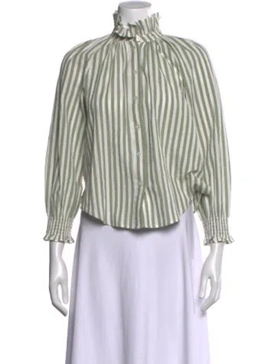 Pre-owned Veronica Beard Striped Long Sleeve Blouse In Multi