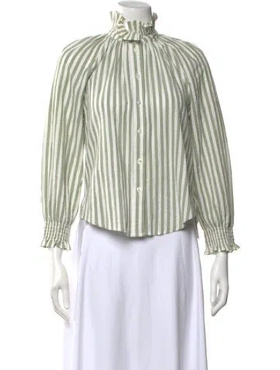 Pre-owned Veronica Beard Striped Long Sleeve Blouse In Multi