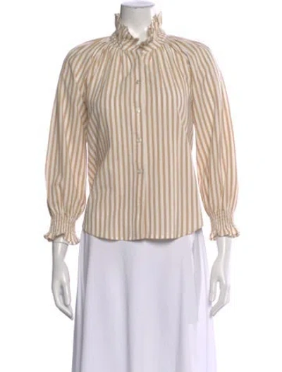 Pre-owned Veronica Beard Striped Long Sleeve Blouse In Neutral