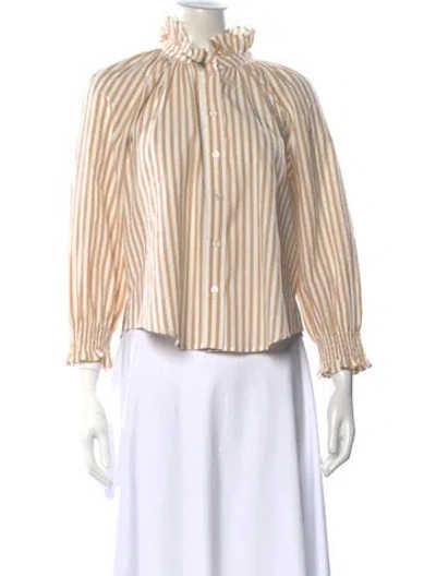 Pre-owned Veronica Beard Striped Long Sleeve Blouse In Neutral