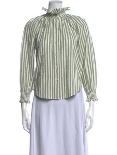 Pre-owned Veronica Beard Striped Long Sleeve Blouse In Neutrals