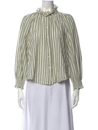 Pre-owned Veronica Beard Striped Long Sleeve Blouse In Neutrals