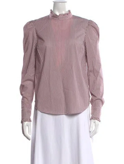 Pre-owned Veronica Beard Striped Long Sleeve Blouse In Red