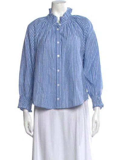 Pre-owned Veronica Beard Striped Long Sleeve Blouse W/ Tags In Blue
