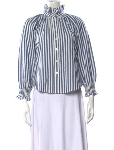 Pre-owned Veronica Beard Striped Long Sleeve Blouse W/ Tags In White