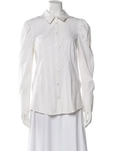 Pre-owned Veronica Beard Striped Long Sleeve Blouse In White