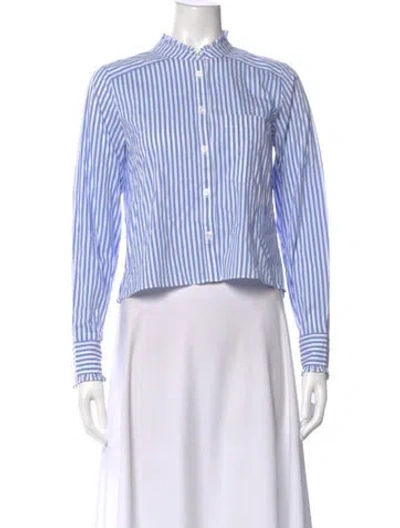 Pre-owned Veronica Beard Striped Long Sleeve Button-up Top In Blue