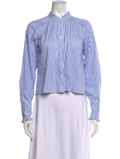 Pre-owned Veronica Beard Striped Long Sleeve Button-up Top In Blue
