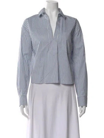 Pre-owned Veronica Beard Striped Long Sleeve Button-up Top In Gray