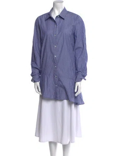 Pre-owned Veronica Beard Striped Long Sleeve Button-up Top In Multi