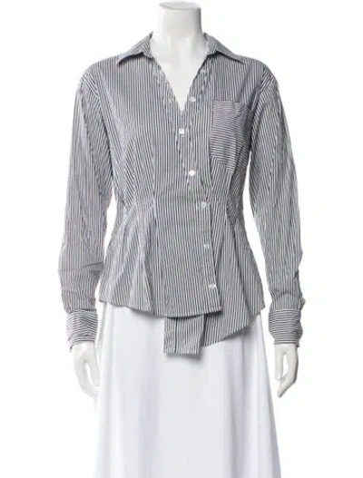 Pre-owned Veronica Beard Striped Long Sleeve Button-up Top In Multi