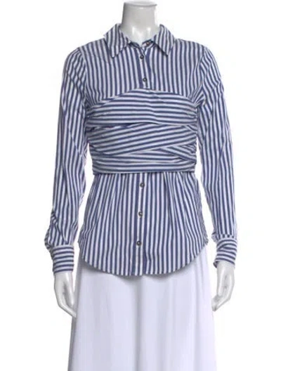 Pre-owned Veronica Beard Striped Long Sleeve Button-up Top In Multi