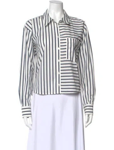 Pre-owned Veronica Beard Striped Long Sleeve Button-up Top In Multi