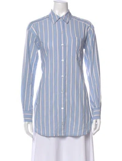 Pre-owned Veronica Beard Striped Long Sleeve Button-up Top In Multi