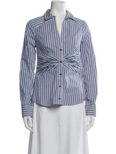 Pre-owned Veronica Beard Striped Long Sleeve Button-up Top In Multi