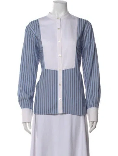 Pre-owned Veronica Beard Striped Long Sleeve Button-up Top In Multi