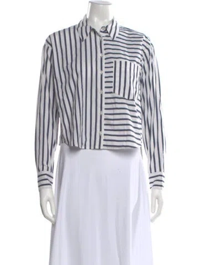 Pre-owned Veronica Beard Striped Long Sleeve Button-up Top In Multi