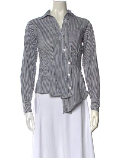Pre-owned Veronica Beard Striped Long Sleeve Button-up Top In Multi