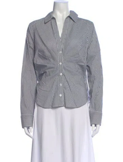 Pre-owned Veronica Beard Striped Long Sleeve Button-up Top In Multi
