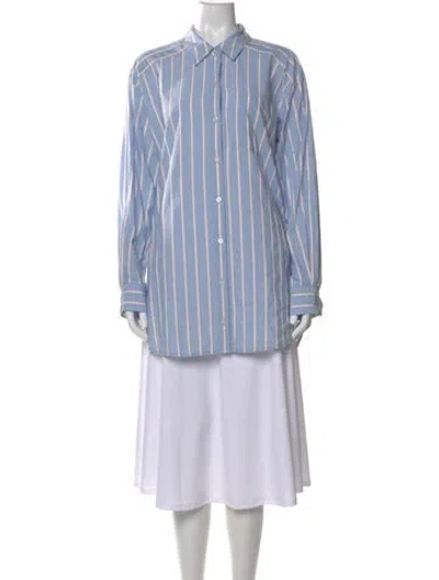 Pre-owned Veronica Beard Striped Long Sleeve Button-up Top In Multi