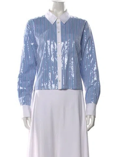 Pre-owned Veronica Beard Striped Long Sleeve Button-up Top In Multi