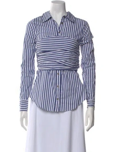 Pre-owned Veronica Beard Striped Long Sleeve Button-up Top In Multi