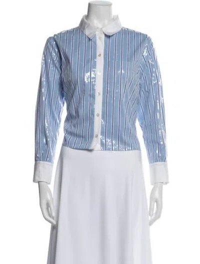 Pre-owned Veronica Beard Striped Long Sleeve Button-up Top In Multi