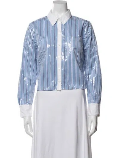 Pre-owned Veronica Beard Striped Long Sleeve Button-up Top In Multi