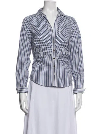 Pre-owned Veronica Beard Striped Long Sleeve Button-up Top In Multi