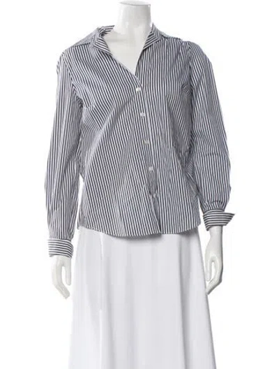 Pre-owned Veronica Beard Striped Long Sleeve Button-up Top In Neutral