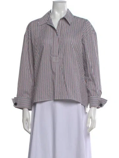 Pre-owned Veronica Beard Striped Long Sleeve Button-up Top W/ Tags In Blue