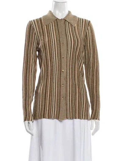 Pre-owned Veronica Beard Striped Long Sleeve Button-up Top W/ Tags In Multi