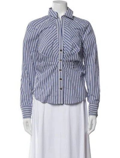Pre-owned Veronica Beard Striped Long Sleeve Button-up Top W/ Tags In Multi
