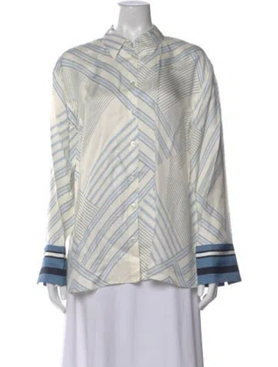 Pre-owned Veronica Beard Striped Long Sleeve Button-up Top W/ Tags In Multi