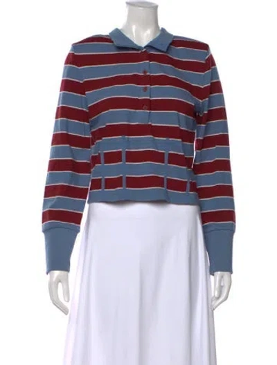 Pre-owned Veronica Beard Striped Long Sleeve Polo In Multi