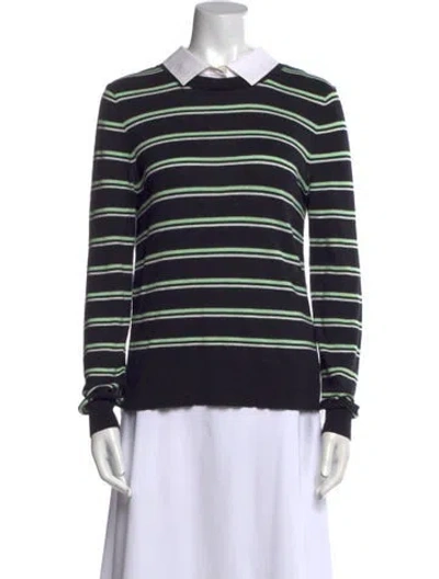 Pre-owned Veronica Beard Striped Long Sleeve Sweatshirt In White