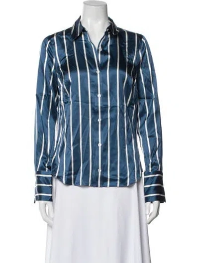 Pre-owned Veronica Beard Striped Long Sleeve Top In Blue