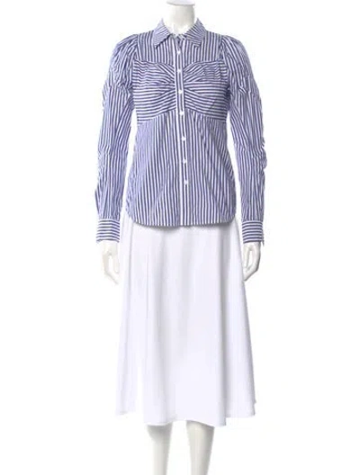 Pre-owned Veronica Beard Striped Long Sleeve Top In Blue