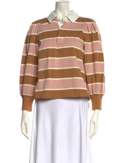 Pre-owned Veronica Beard Striped Long Sleeve Top In Brown