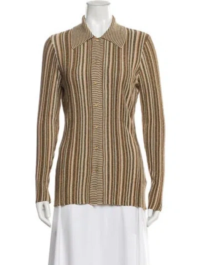 Pre-owned Veronica Beard Striped Long Sleeve Top In Neutral