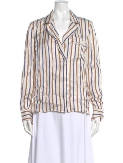 Pre-owned Veronica Beard Striped Long Sleeve Top In White