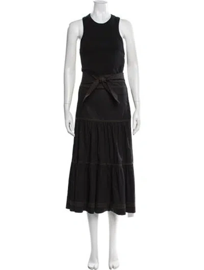 Pre-owned Veronica Beard Striped Midi Length Dress In Black