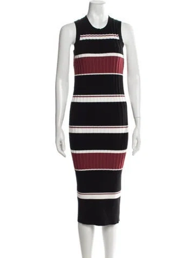 Pre-owned Veronica Beard Striped Midi Length Dress In Black/red/white