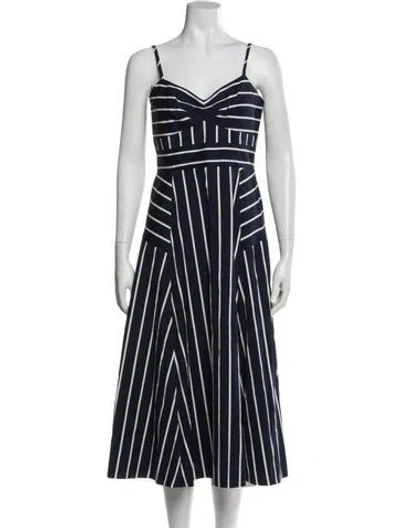 Pre-owned Veronica Beard Striped Midi Length Dress In Blue