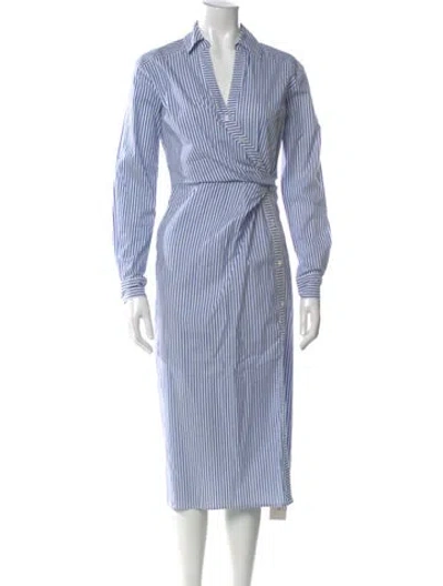 Pre-owned Veronica Beard Striped Midi Length Dress In Blue