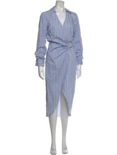 Pre-owned Veronica Beard Striped Midi Length Dress In Blue