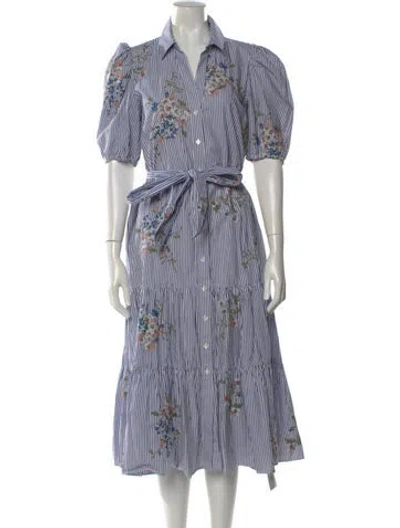 Pre-owned Veronica Beard Striped Midi Length Dress In Blue